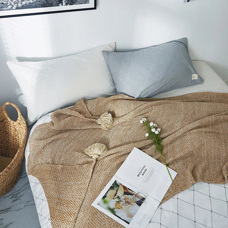 Cotton Knitted Throw Exquisite Oeko-Tex Certification