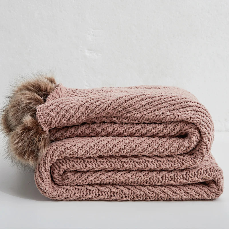 Soft Luxury Chenille Chunky Knit Throw Tassel Blanket