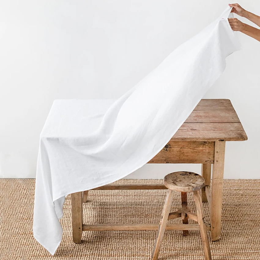 100% Pure Linen Natural Rectangle Tablecloth ,European Flax Linen