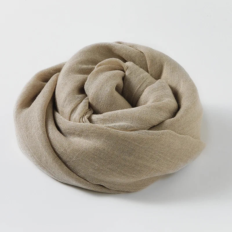 Ladies Solid Color Cotton Linen Scarf