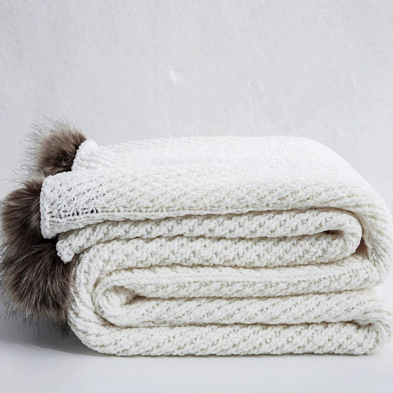 Soft Luxury Chenille Chunky Knit Throw  Tassel Blanket