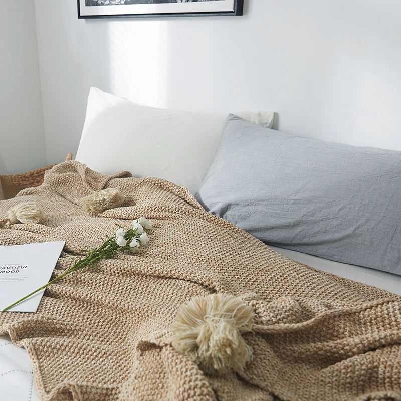 Cotton Knitted Throw Exquisite Oeko-Tex Certification
