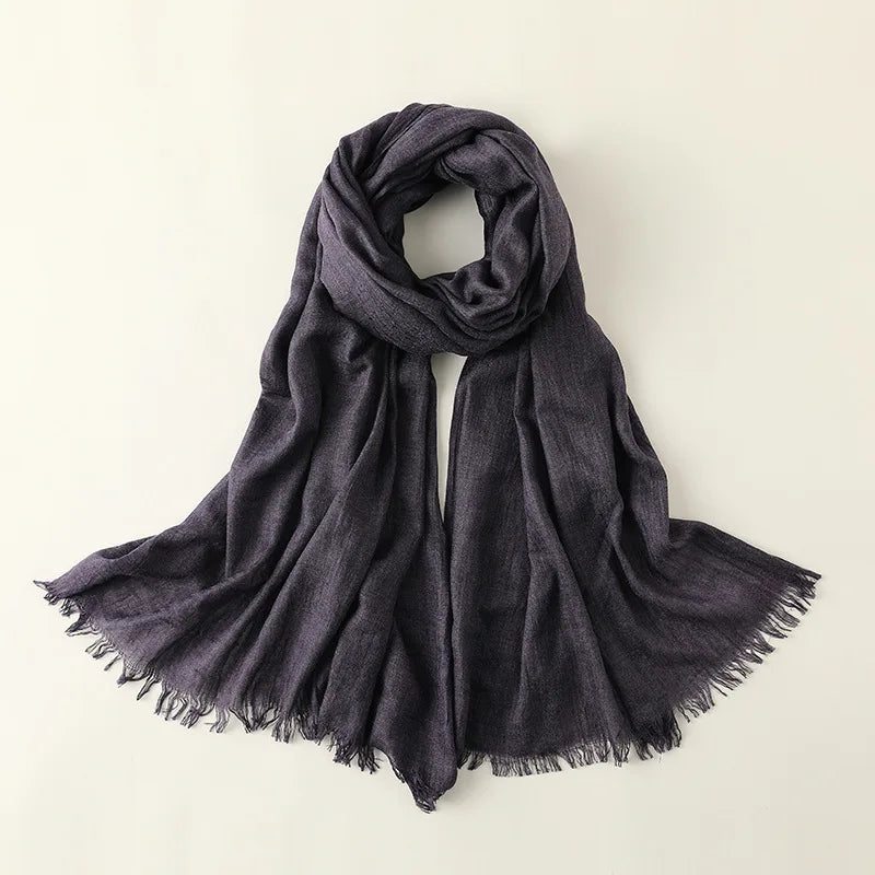 Ladies Solid Color Cotton Linen Scarf