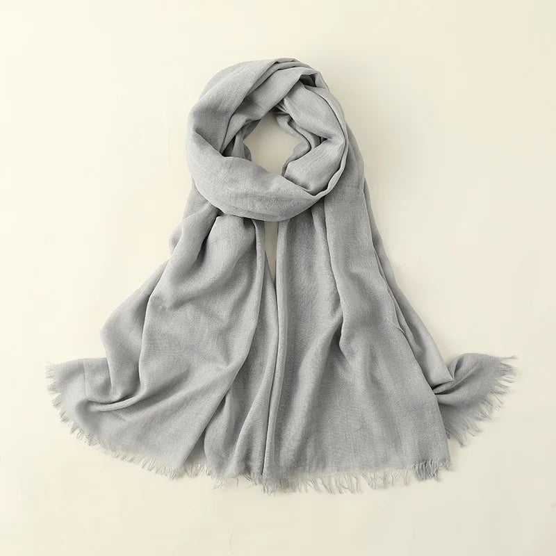 Ladies Solid Color Cotton Linen Scarf