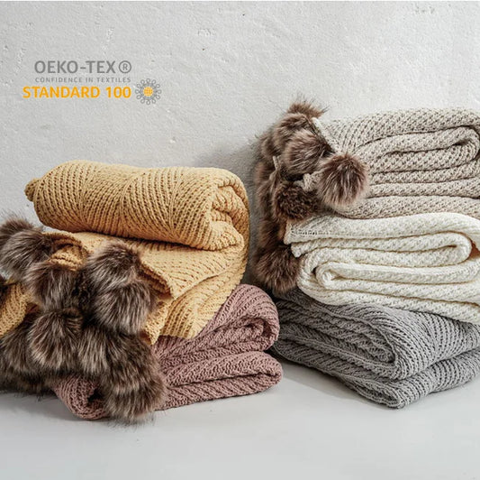 Soft Luxury Chenille Chunky Knit Throw  Tassel Blanket