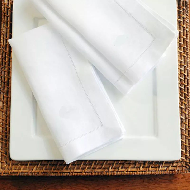6 Pieces White Hemstitch, Linen Napkins, Cotton Napkin