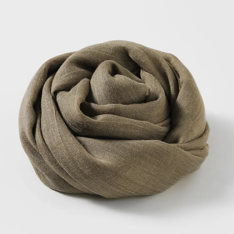 Ladies Solid Color Cotton Linen Scarf