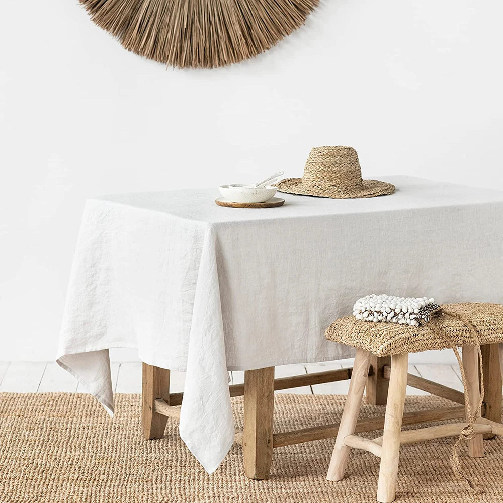 100% Pure Linen Natural  Rectangle Tablecloth ,European Flax Linen
