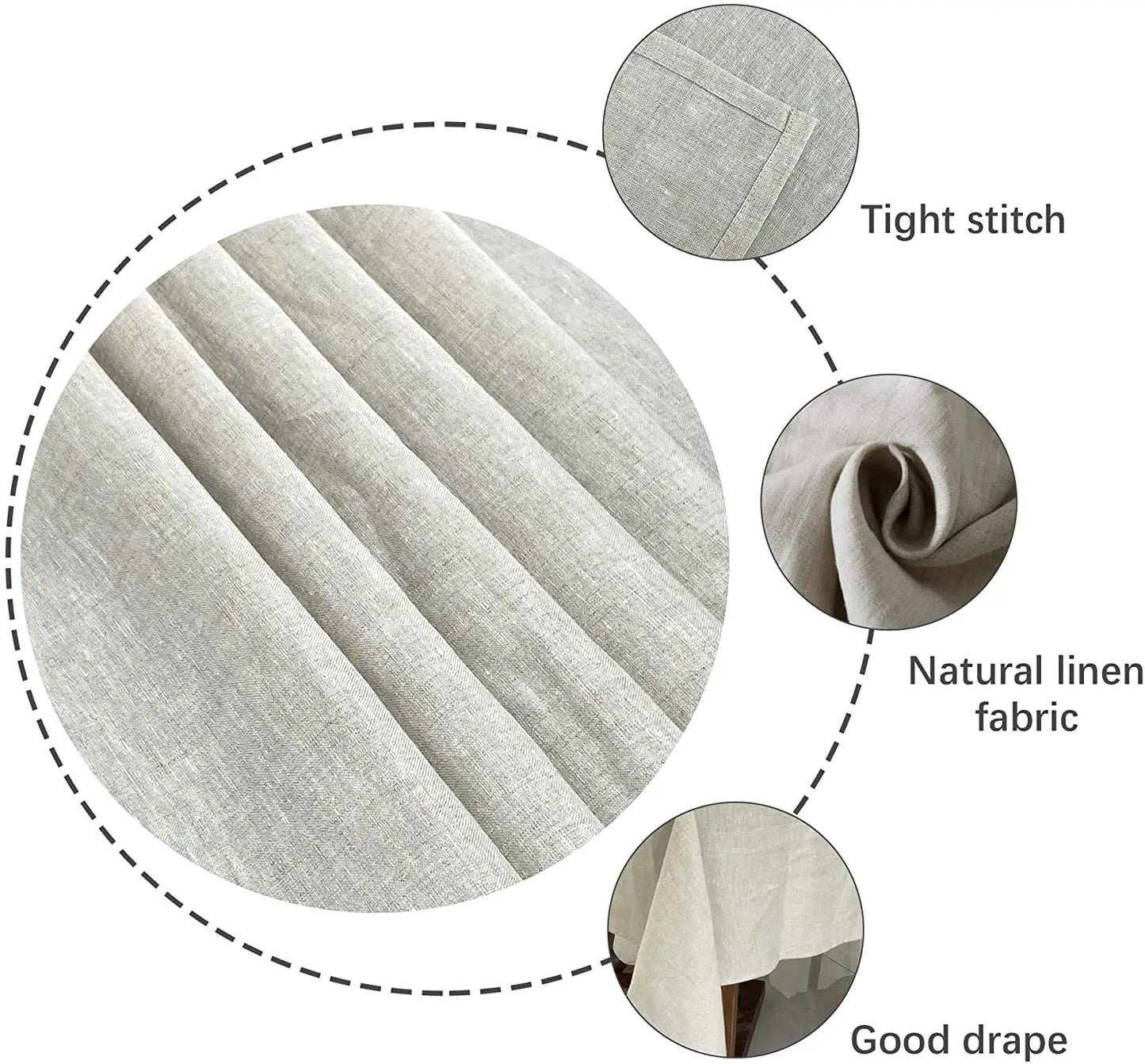 100% Pure Linen Natural  Rectangle Tablecloth ,European Flax Linen